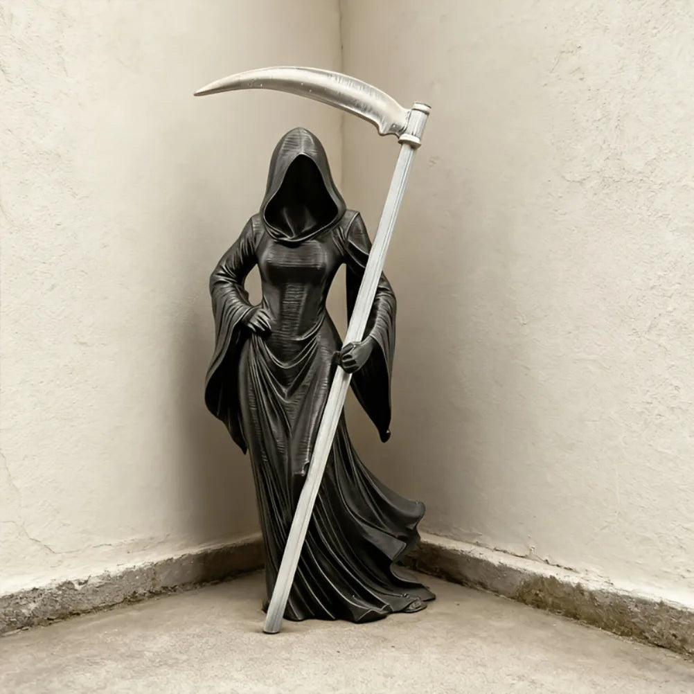 Hooded Faceless Death Goddess Figurine Reaper Statue Eerie Gothic Tabletop Decor Room Decoration Unique Novelty Gift Oasis Select