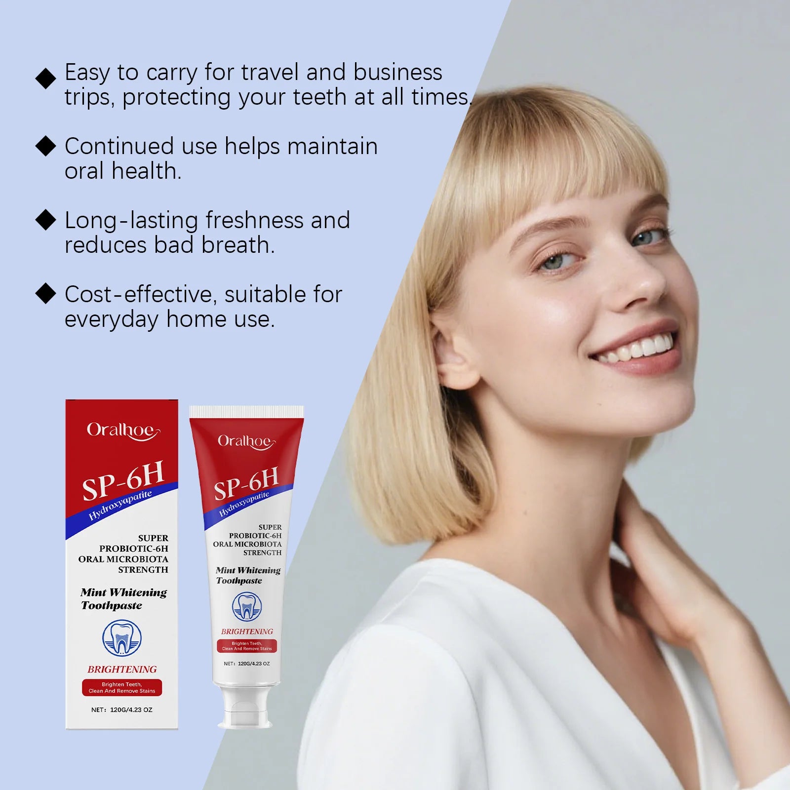 SP-6 Probiotic Toothpaste Whitening Tooth Remove Plaque Stains Improve Bad Breath Oral Hygiene Clean Teeth Brightening Product Oasis Select