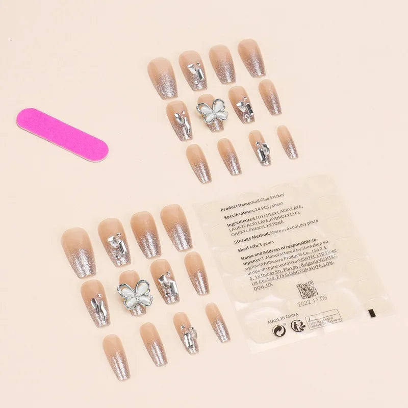 Fashion French Fake Nails, Gradient Handmade Press on Nails, Wearable Removable Glue on Nail Art Tips for Women Girls Daily Wear Oasis Select