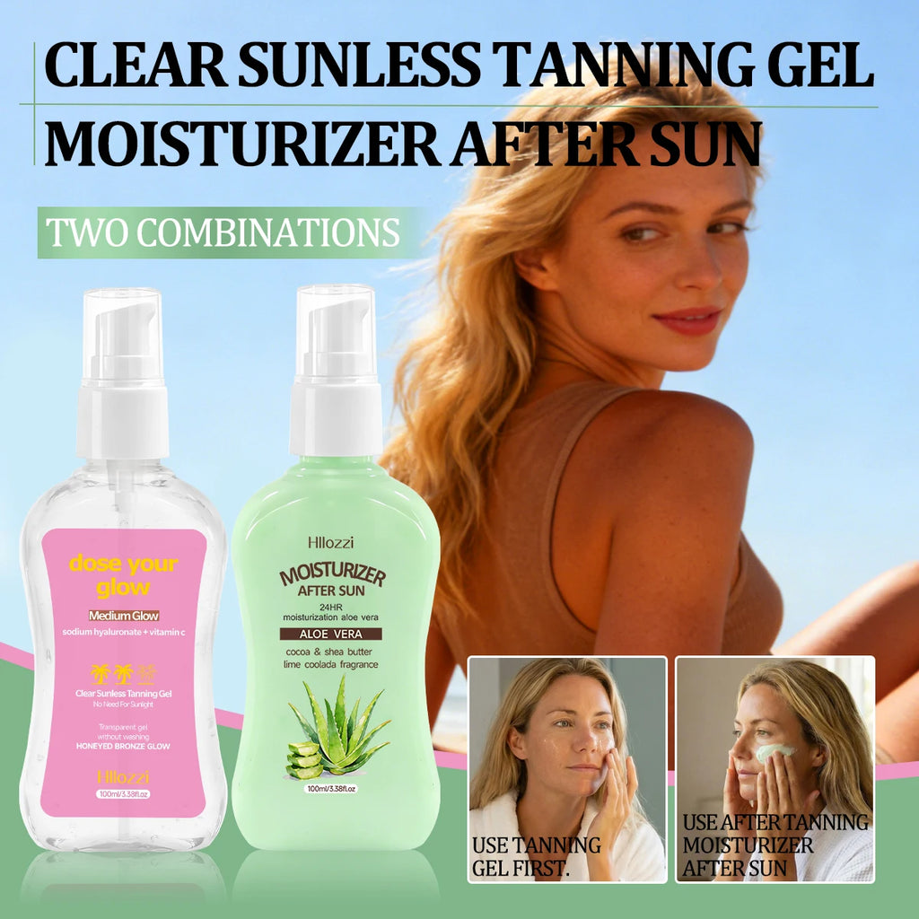 CLEAR SUNLESS TANNING GEL (MEDIUM GLOW) MOISTURIZER AFTER SUN,Long-lasting bronze, nourishing without stickiness Oasis Select