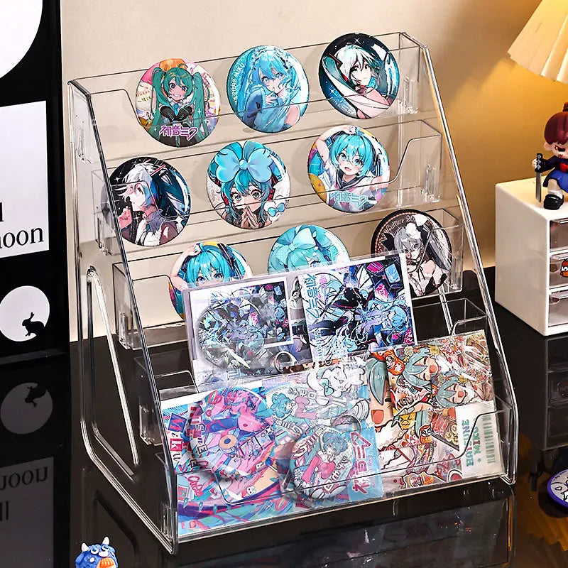 1pc stepped acrylic badge display rack, transparent desktop storage rack suitable for anime bars cards jewelry accessories Oasis Select