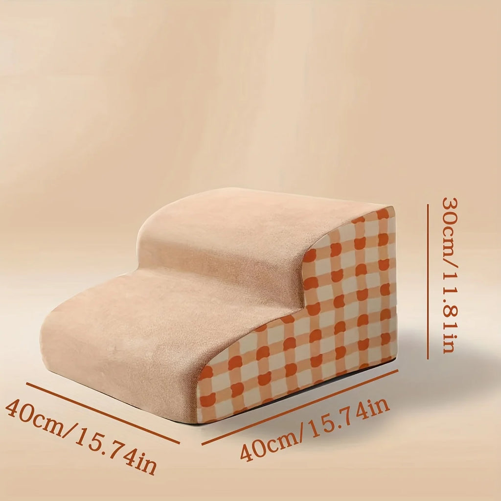 Pet 2/3 Steps High Density Foam Dog Secure Stairs Ramps Non-Slip Pet Steps for Older Dogs Pet with Joint Pain Sofa Bed Ladder Oasis Select 2 floor pink