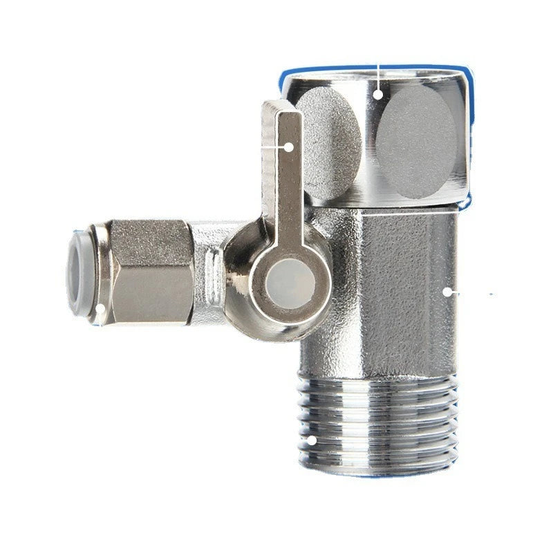 Copper Faucet Three-way Shut-off Valve Hot Cold Water Pipe 1/4 "3/8" Reverse Osmosis Water Supply Adapter Household Accessories Oasis Select