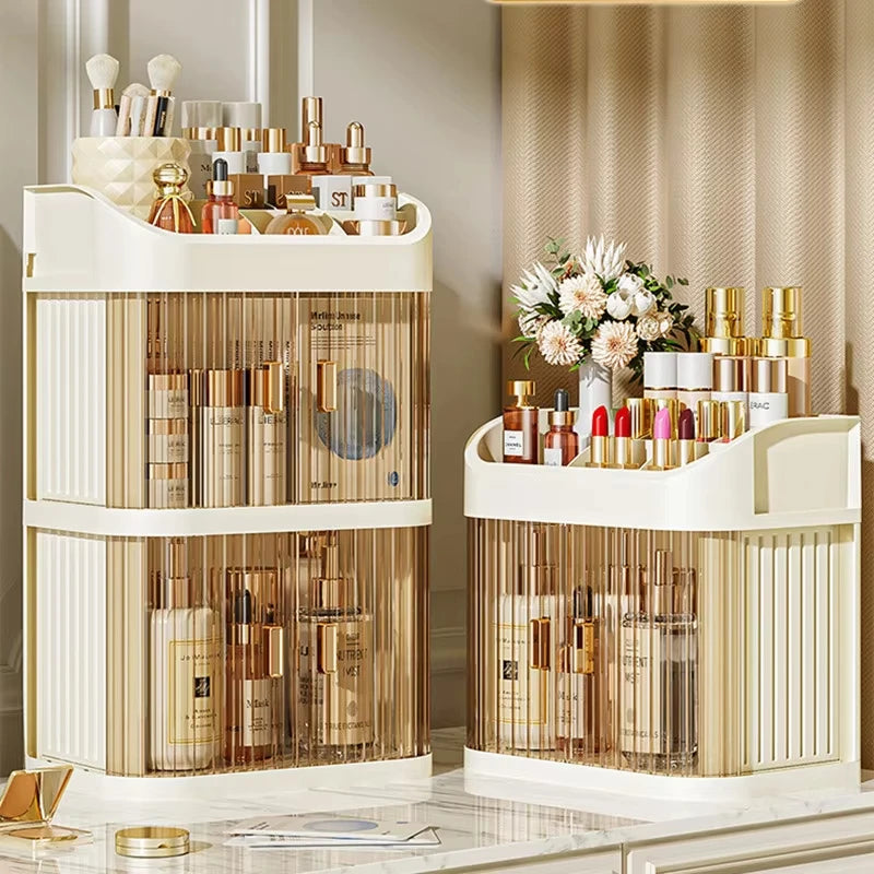 Desktop Makeup Organiser with Drawers Skincare Storage Box Face Mask & Lipstick Holder Plastic Storage Rack Oasis Select