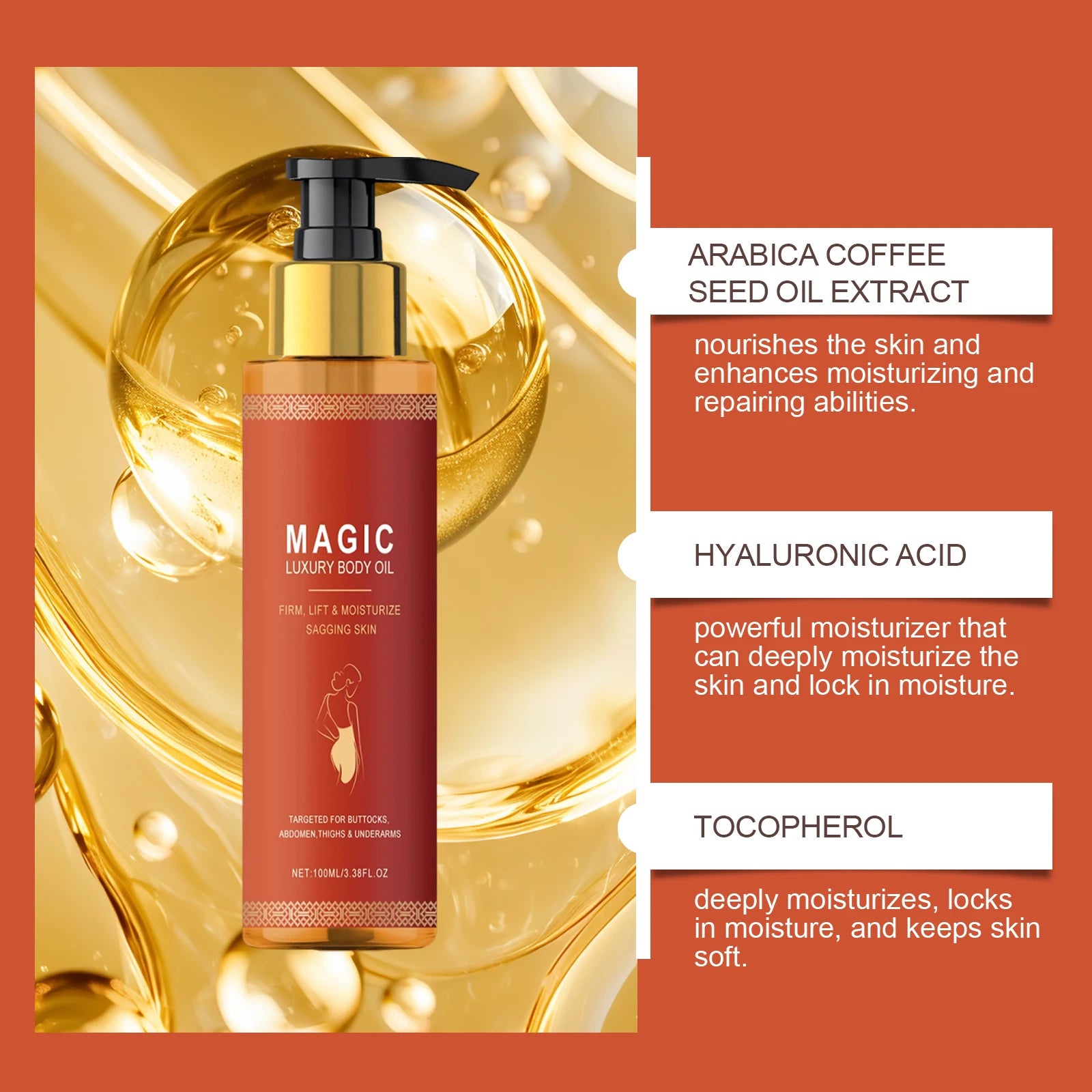 Body firming emollient oil moisturizing moisturizing soft firming skin daily massage care nourishing emollient oil Oasis Select