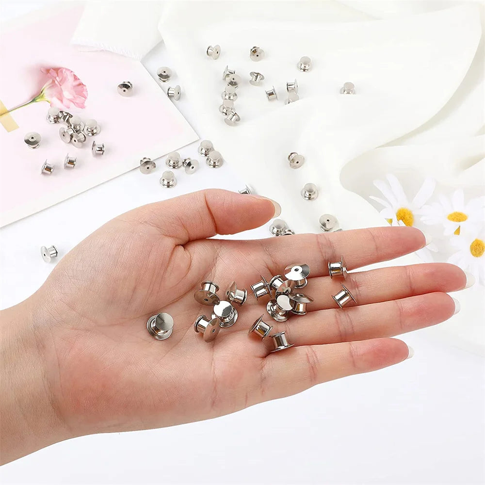 10/30/50pcs Safety Brooch Lock Metal Pins Back Keeper Caps Clasps For DIY Jewelry Making Accessories Findings Supplies Crafts Oasis Select