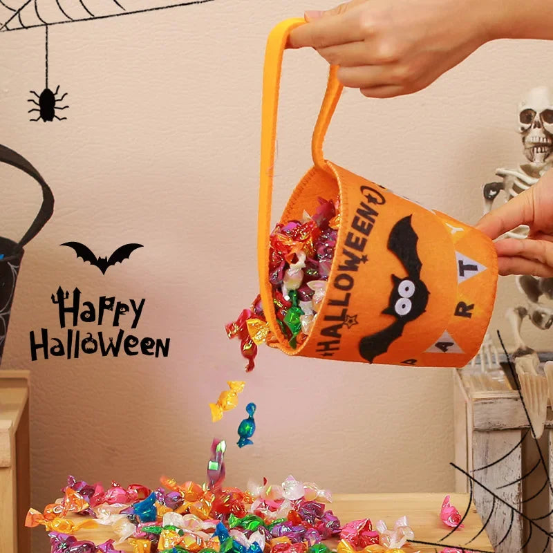 Halloween Theme Candy Bucket Bag Portable Candy Basket Kids Trick or Treat Bucket Halloween Party Decoration Supplies Oasis Select