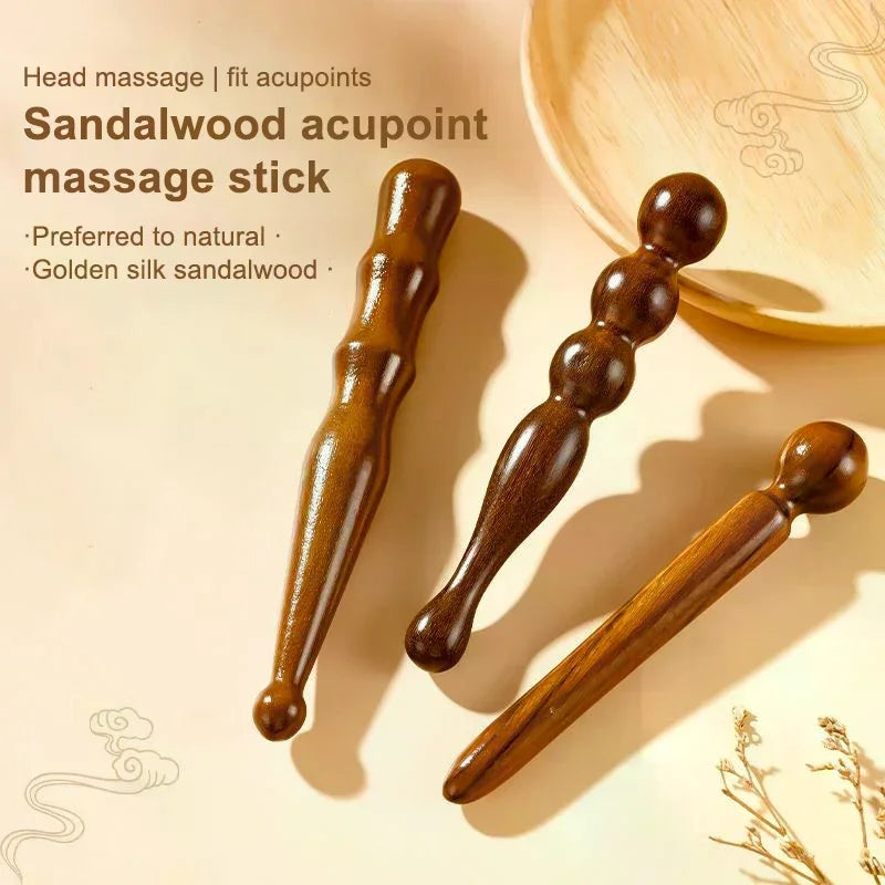 Wood Massage Stick Tool Natural Sandalwood Massager Acupoint Reflexology Tools For Full Body Relaxing Deep Tissue Foot Massage Oasis Select