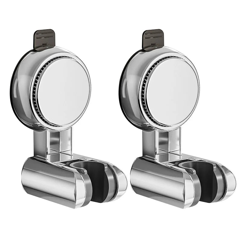 Punch-free Suction Cup Shower Bracket Fixing Artifact Removable and Adjustable Bathroom Shower Rack Shower Head Accessories Oasis Select Silver-2pcs
