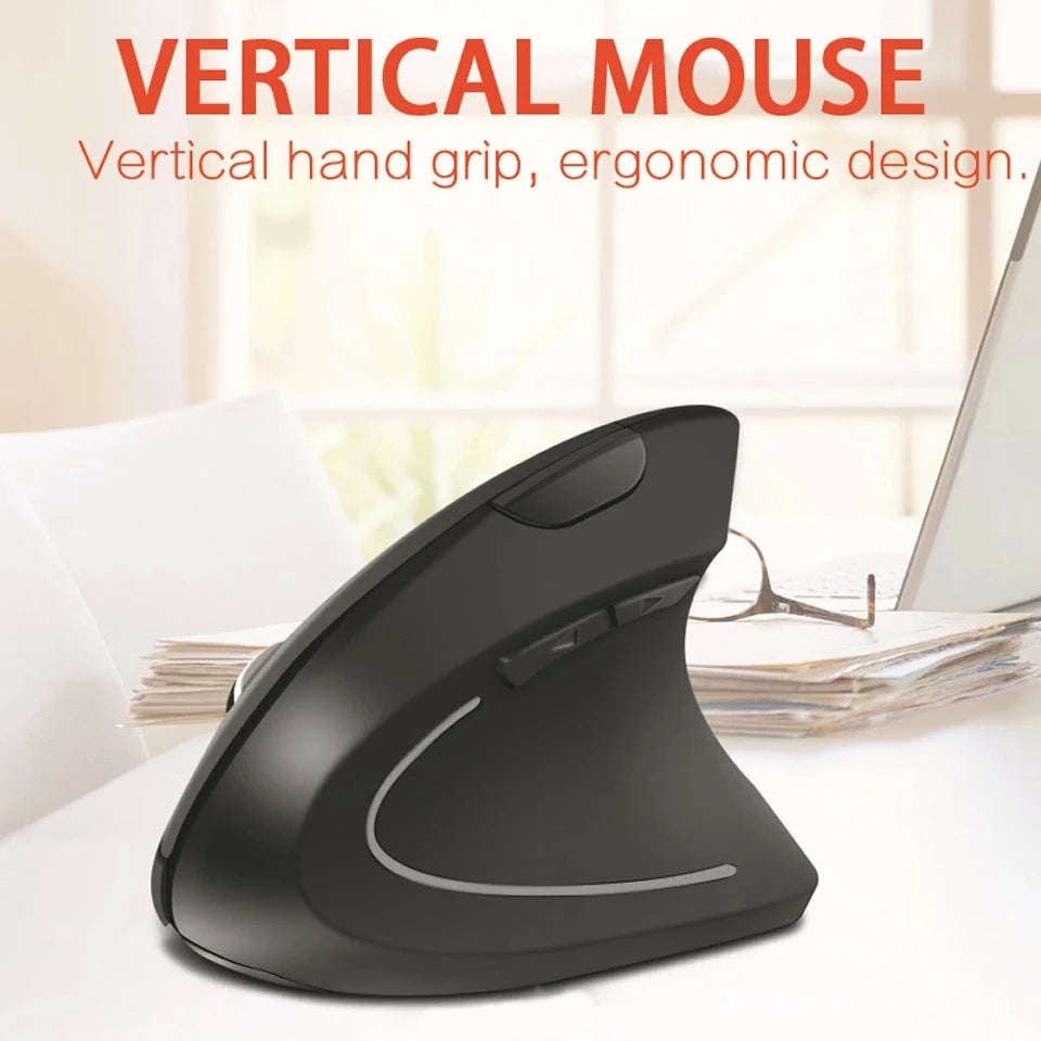 Vertical Ergonomic Wireless Mouse – 2.4GHz USB 1600 DPI 6 Button