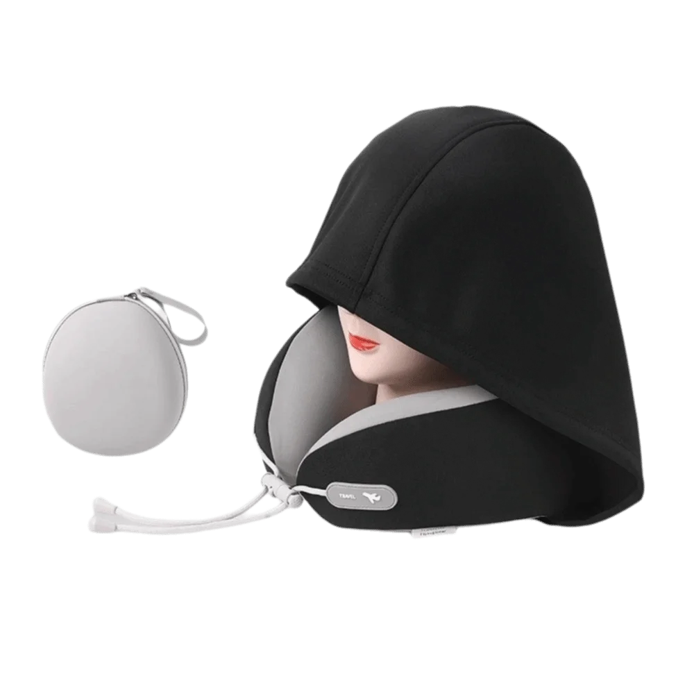 Hooded U-Shaped Travel Neck Pillow | Ice Silk Memory Foam
