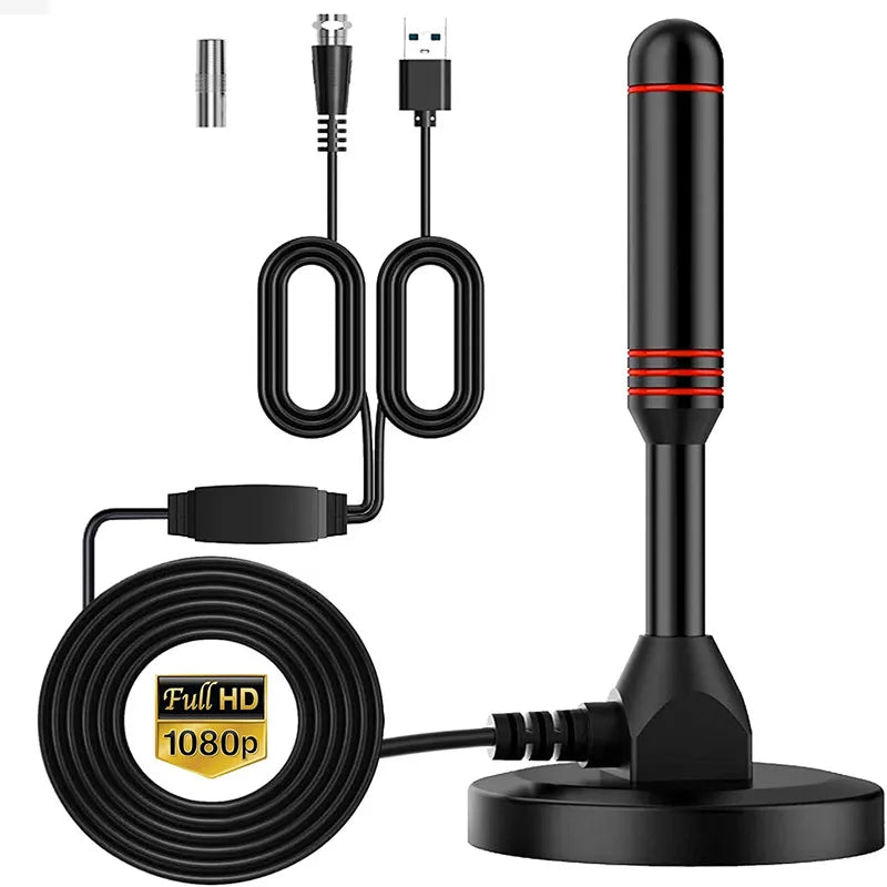 Digital TV Antenna with Amplifier Indoor Outdoor Vehicle-Mounted Terrestrial Wave DTMB DVB-T2 for Clear Reception Oasis Select 5M