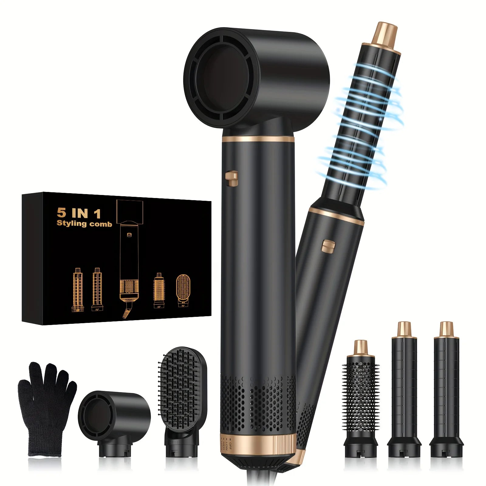 5-in-1 Hot Air Dryer Brush Set – Curl, Straighten & Style
