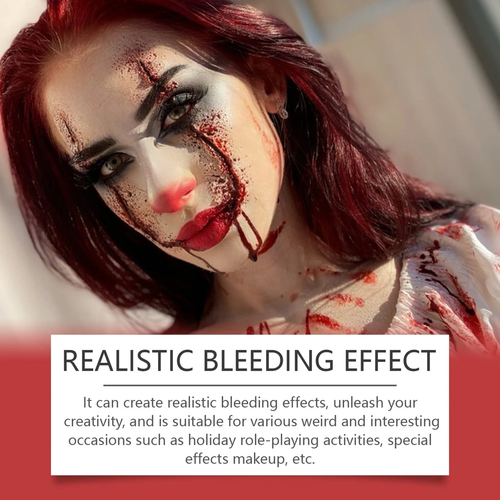Halloween Fake Blood Makeup Kit Blood Drop Vampire Zombie Cosplay Washable Mock Blood Fake Blood Spray For Party Horror Red Tool Oasis Select