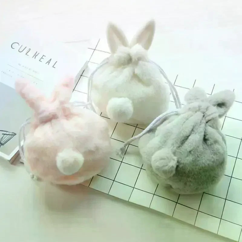 Bunny Ear Drawstring Bag Storage Pouch Portable Cute Cosmetic Organizer For Travel Home Supplies Oasis Select