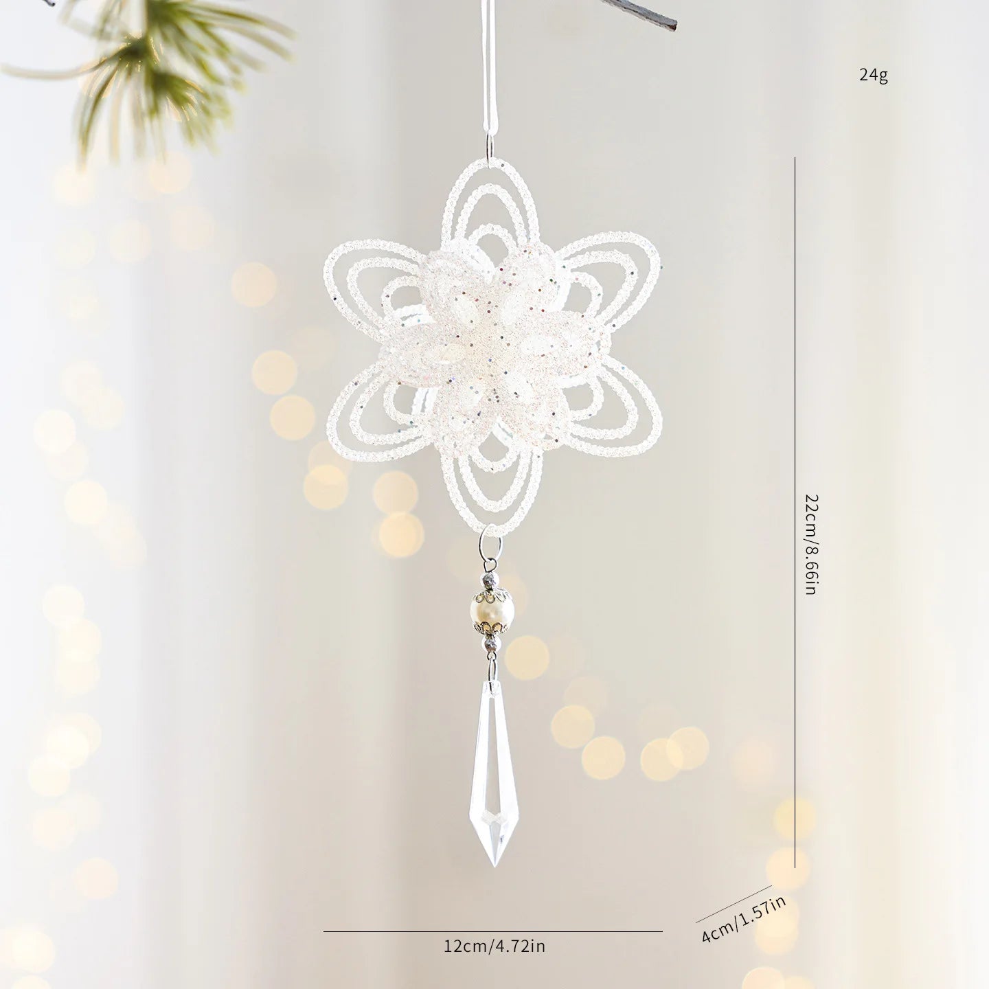 White Christmas Tree Hanging Ornaments – Candy, Chime & Wreath