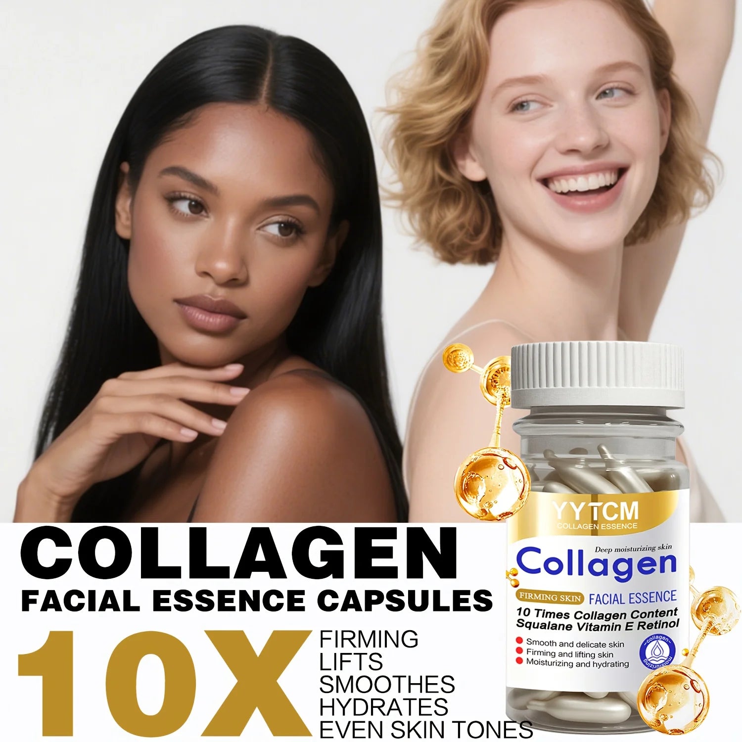 Collagen Firming Capsule Essence – Squalane, Retinol & Vitamin E Face Serum Capsules Oasis Select