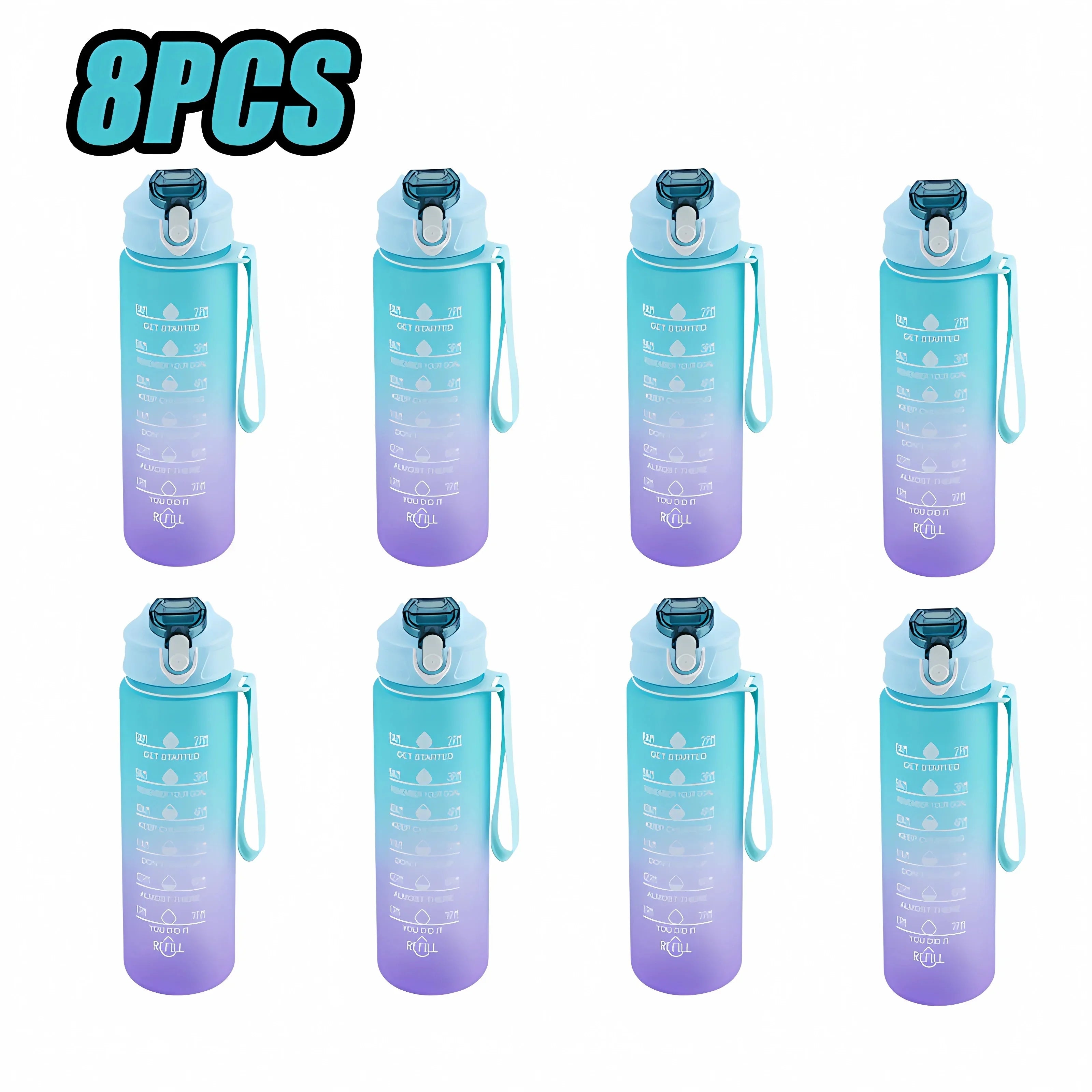 900ML Sports Water Bottle with Time Marker Leak-proof Cup Motivational Portable Water bottle Sport Fitness BPA Free Oasis Select Green 8PCS 900ml