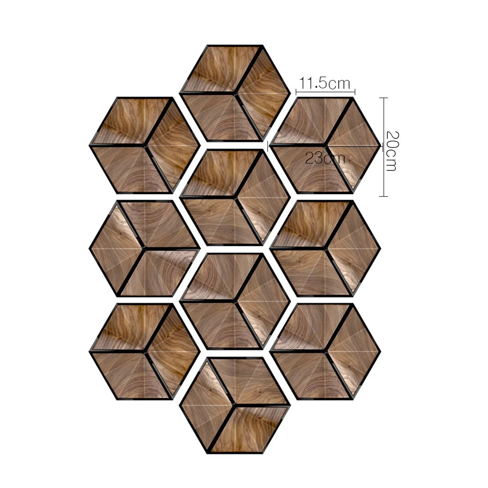 Stereoscopic simulation hexagonal imitation wood grain self-adhesive ceramic tile decorative anti-skid laminated floor tile Oasis Select DB034 10pcs