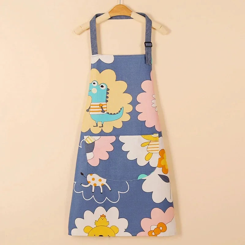 1PC Aprons Fashion Cotton Fabric Waterproof Thickened Dirt Resistant Kitchen Apron and Home Work Clothes Gardening Work Clothing Oasis Select H OneSize