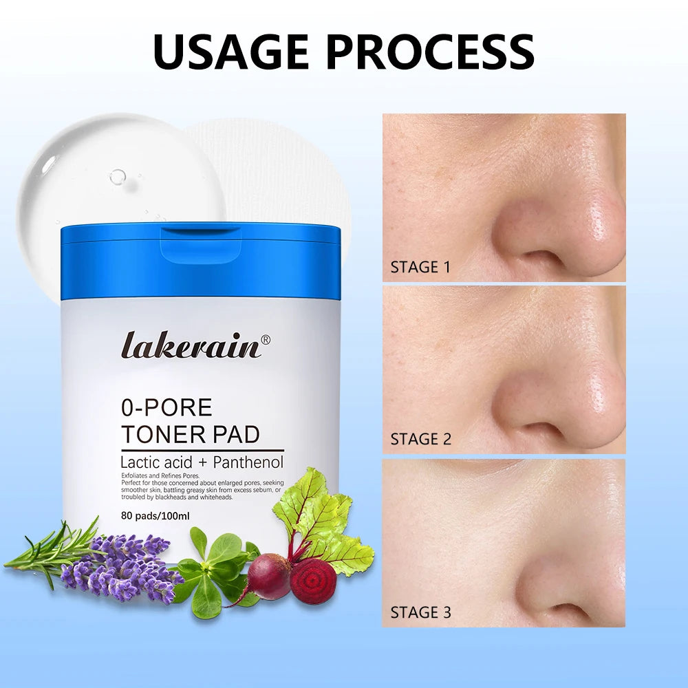 Lakerain 2Pcs Skincare Set 0‑Pore Toner Pad Pink Peptide Salmon DNA Glow Serum Pure Shea Butter Pore Care Moisturizer Oasis Select