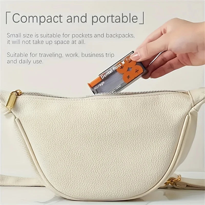 Portable Floss Dispenser Includes 10Pcs Floss Automatic Ejectable Floss Organiser Oral Care Press-on Disposable Flossing Sticks Oasis Select