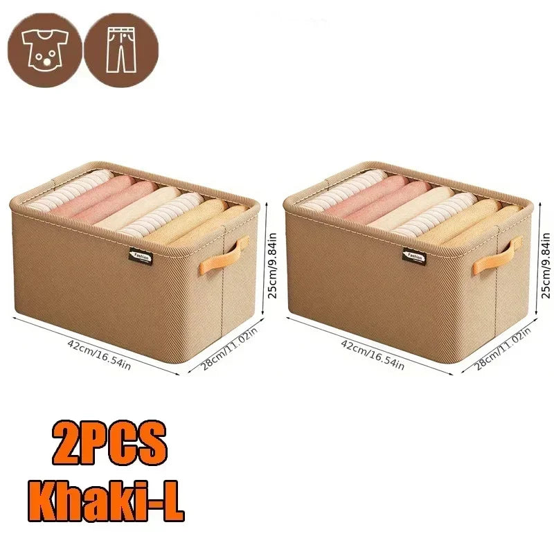 Thicken Clothes Organizer Pants Sweater Storage Cabinets Drawers Organizer Jeans Storage Box Wardrobe Clothes Storage Organizers Oasis Select Khaki L 2PCS