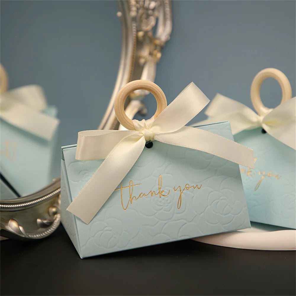 Large Triangle Shape Paper Bag Packaging Box With Handles Wedding Gifts For Guests Candy Boxes For Wedding Baby Shower Party Oasis Select Blue Other