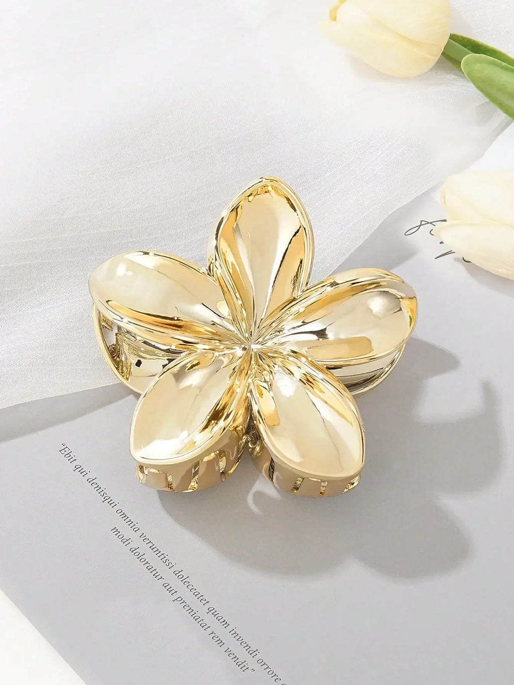 1/2 Pcs Fashion Simple Shiny Egg Flower Hair Claws For Women Girls Party Hair Accessories Oasis Select GRAY