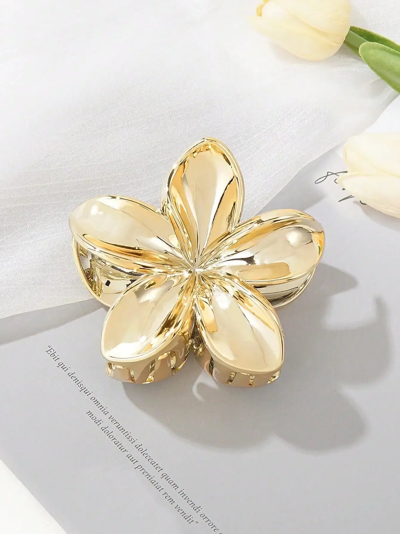1/2 Pcs Fashion Simple Shiny Egg Flower Hair Claws For Women Girls Party Hair Accessories Oasis Select GRAY