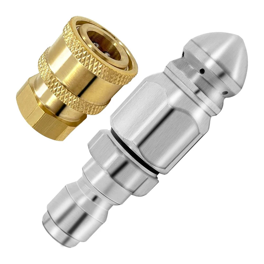 Sewer Jetting Nozzle 5000PSI With 1/4" Quick Connect Drain Cleaning Nozzle Kit Drain Hose Nozzle Tool Oasis Select A