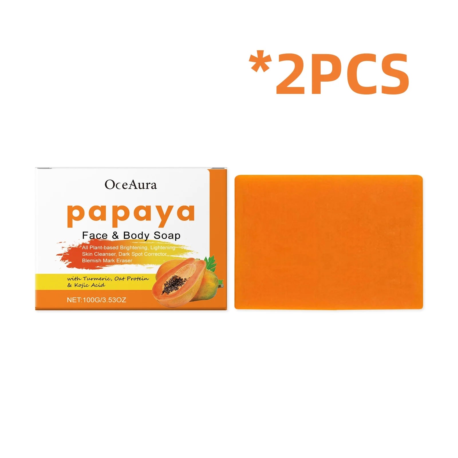 OCEAURA Papaya Turmeric Nourishing Bath Soap Deep Clean Improve Dull Skin Remove Dirt Smooth Epidermis Body Moisturize Bath Soap Oasis Select 100g Boxed X 2PCS
