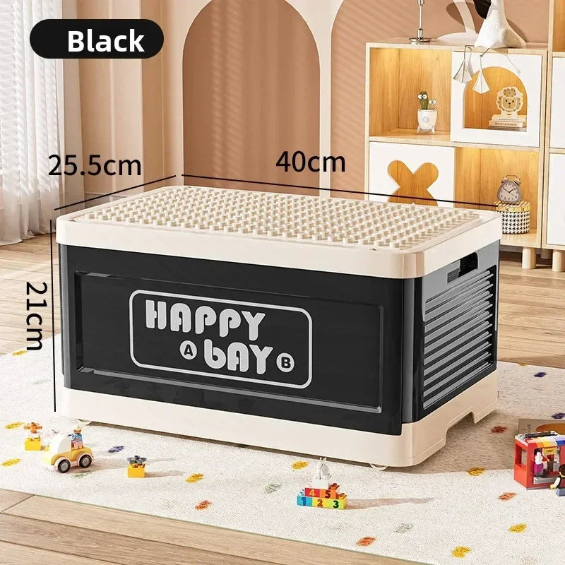 Toy storage box extra large finishing box living room children's building block storage box with lid foldable box Oasis Select black