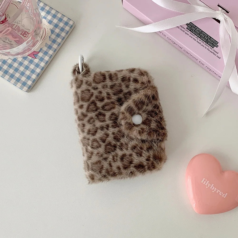 INS Leopard Coin Purse Small Wallet Sweet Storage Pouch Multi-functional Cosmetic Bag Lipstick Holder Portable Card Case Oasis Select Brown