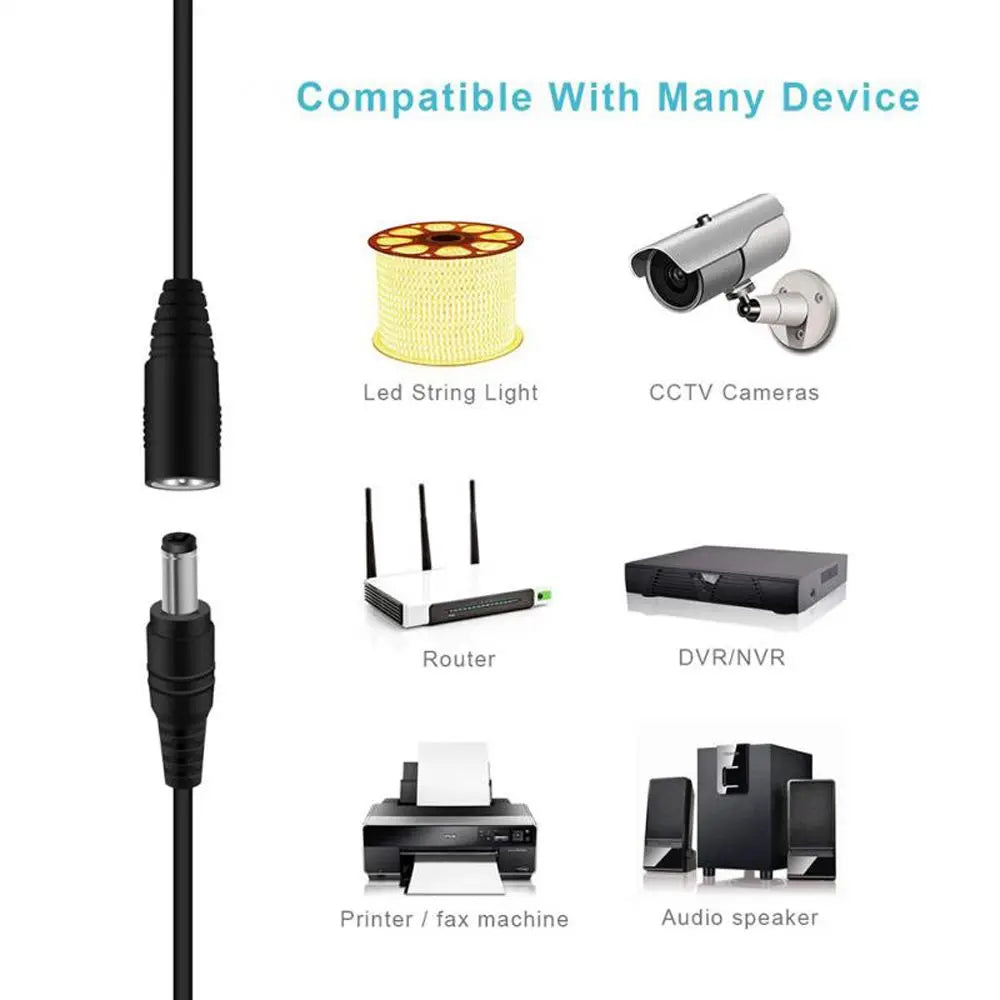 DC 12V Power Adapter Extension Cable 5.5*2.1mm Male Female Power Cord Extend Wire 1M 2M 3M 5M 10M Cable For CCTV Camera Router Oasis Select