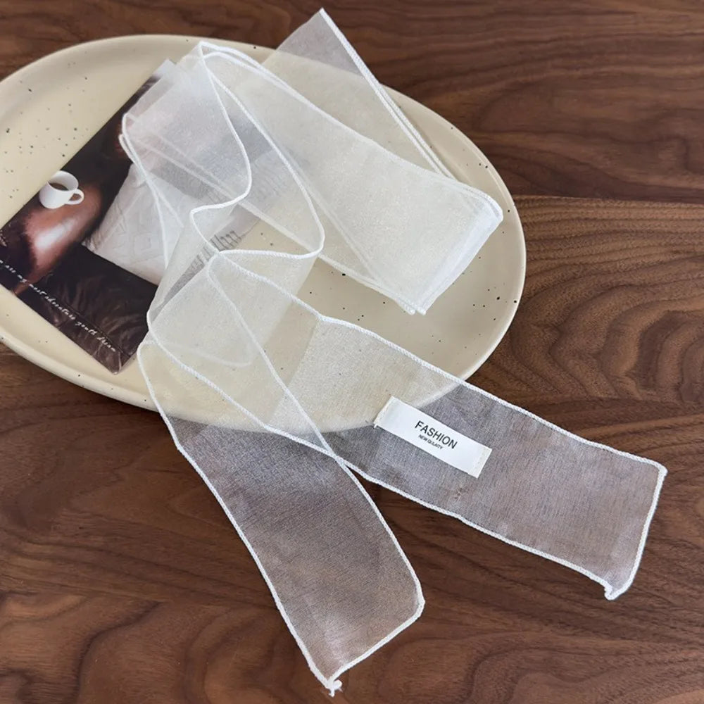 Decorative Solid Color Silk Scarf Y2K Thin Organza Headscarf Narrow Scarf Beach Oasis Select