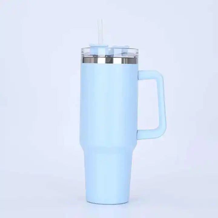 40oz Tumbler Vacuum Insulated Thermos Custom Travel Cup Stainless Steel Water Bottle Coffee Mugs With Handle Outdoor Drinkware Oasis Select SKY BLUE 1-1.5L