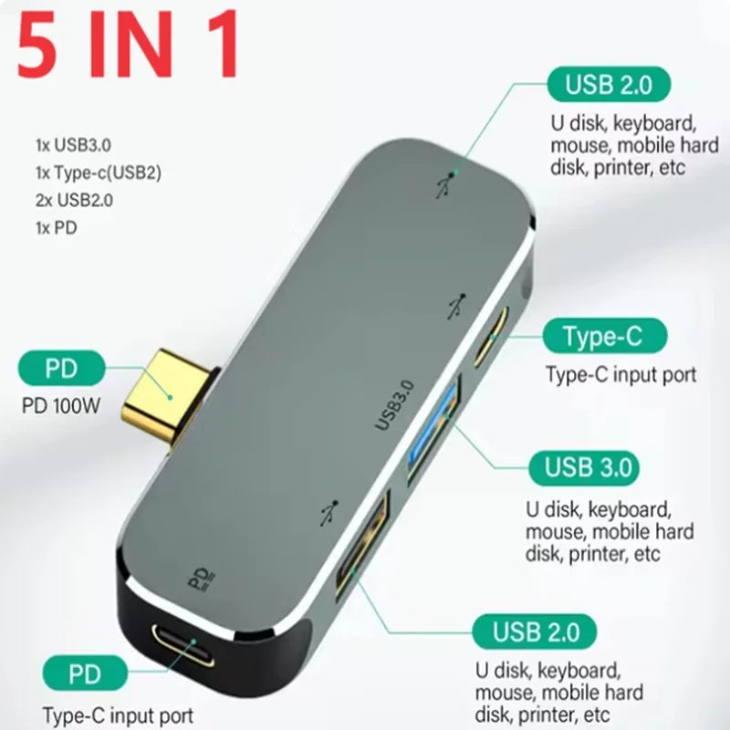 USB C Type-C Docking Station HUB3.55mm Jack Multi-function Converter PD100W USB3.0/USB2.0/USB3.1 HDMI-Compatible USB Extender Oasis Select YX04 X4