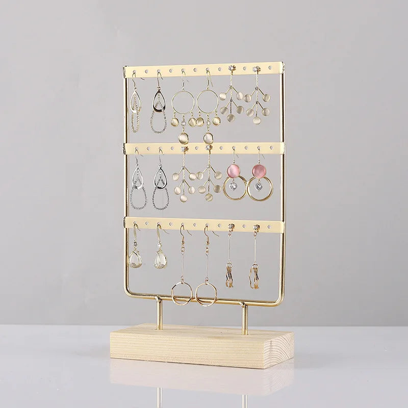 Solid Wood Iron Earring Holder Rack – Multi-Tier Jewelry Display