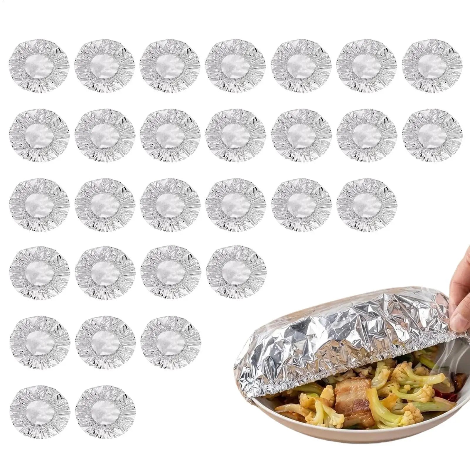 30-Pack Reusable Elastic Aluminum Foil Food Covers for Bowls Reusable Food Covers Oasis Select