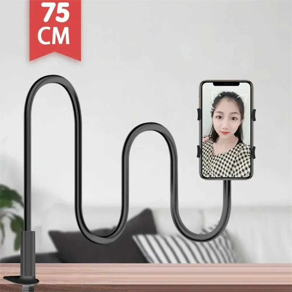 360 Clip Mobile Phone Holder Stand Portable Flexible Lazy Bed Desktop Bracket Desk Mount Stand Base For iPhone Samsung Xiaomi Oasis Select Black
