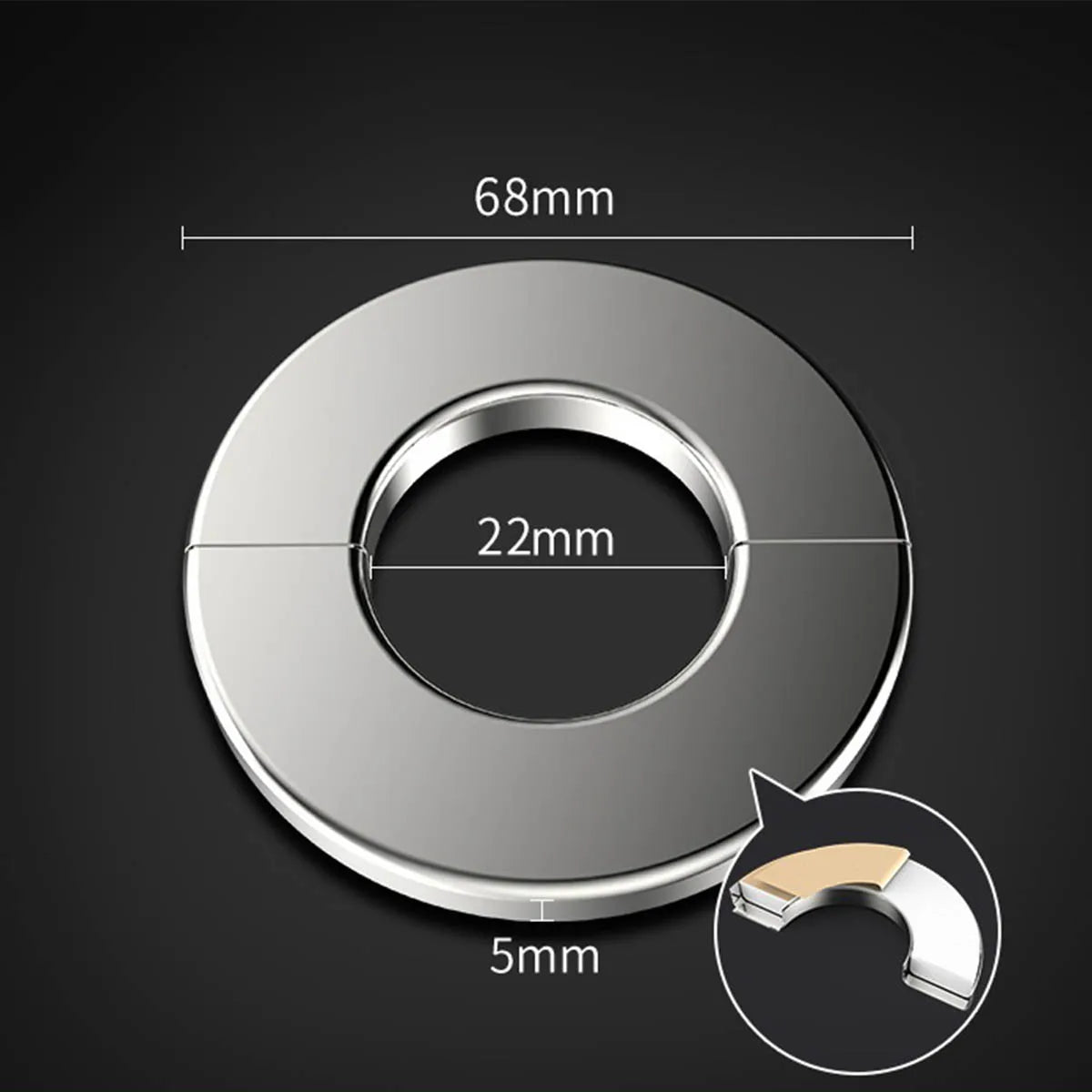 Stainless steel decorative cover faucet triangle valve gas water heater exhaust pipe circular split air conditioning hole cover Oasis Select 22mm-1pcs