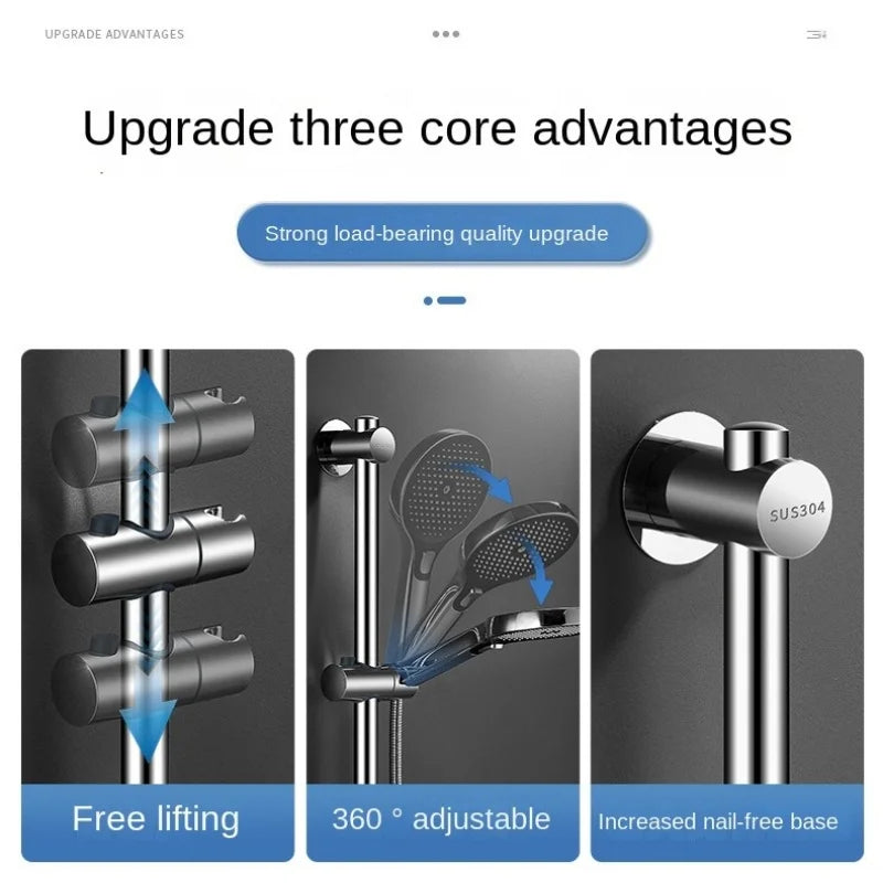 Shower Slide Bars Extension Hand Shower Head Rail Slide Holder Wall Mounted Adjustable Sliding Bar Bathroom Accessories Oasis Select