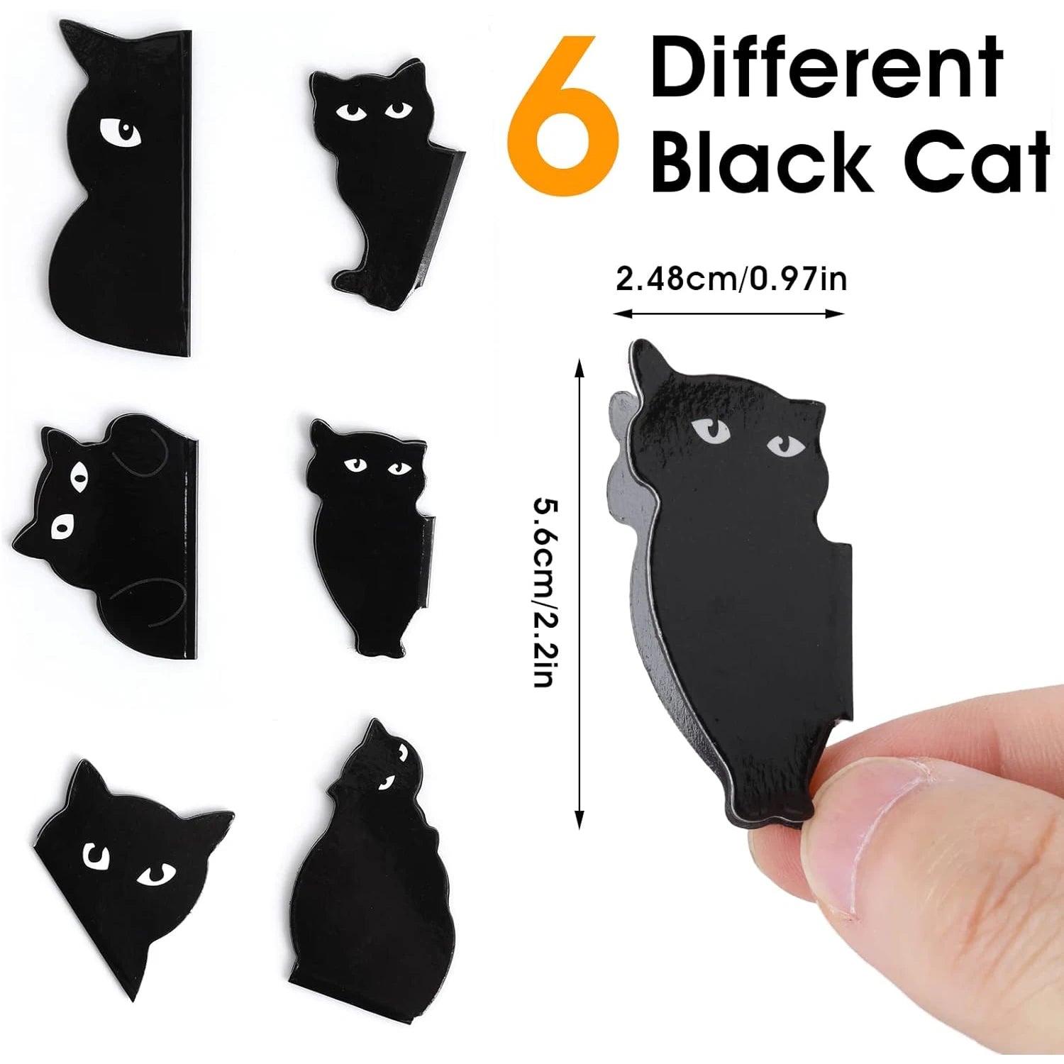 6/12cs Magnetic Bookmarks For Book Lovers, Black Cat Cute Bookmarks For Cat Lover Gifts,and Students Teachers School Home Oasis Select