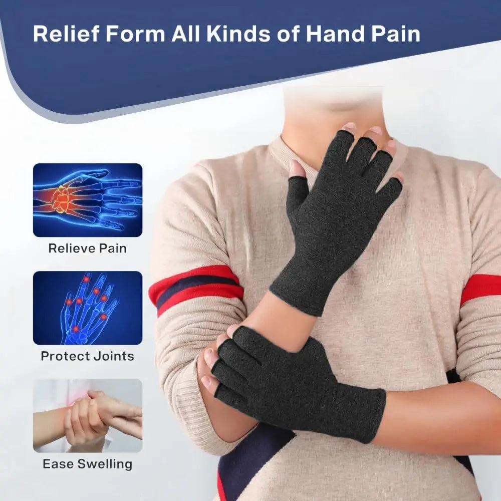 Compression gloves, with eased design, suitable for both men and women, finger-revealing compression bandages, black. Oasis Select XL
