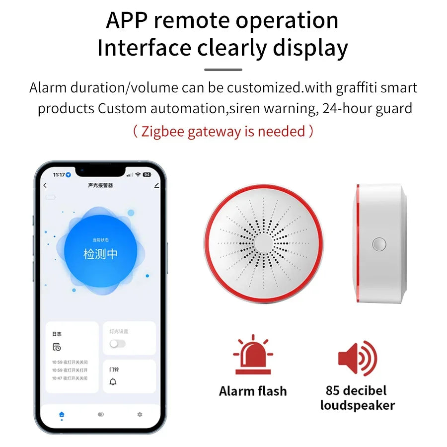 Tuya WiFi Zigbee Smart Sound & Light Alarm | USB Security Smart Alarm Sensor Oasis Select