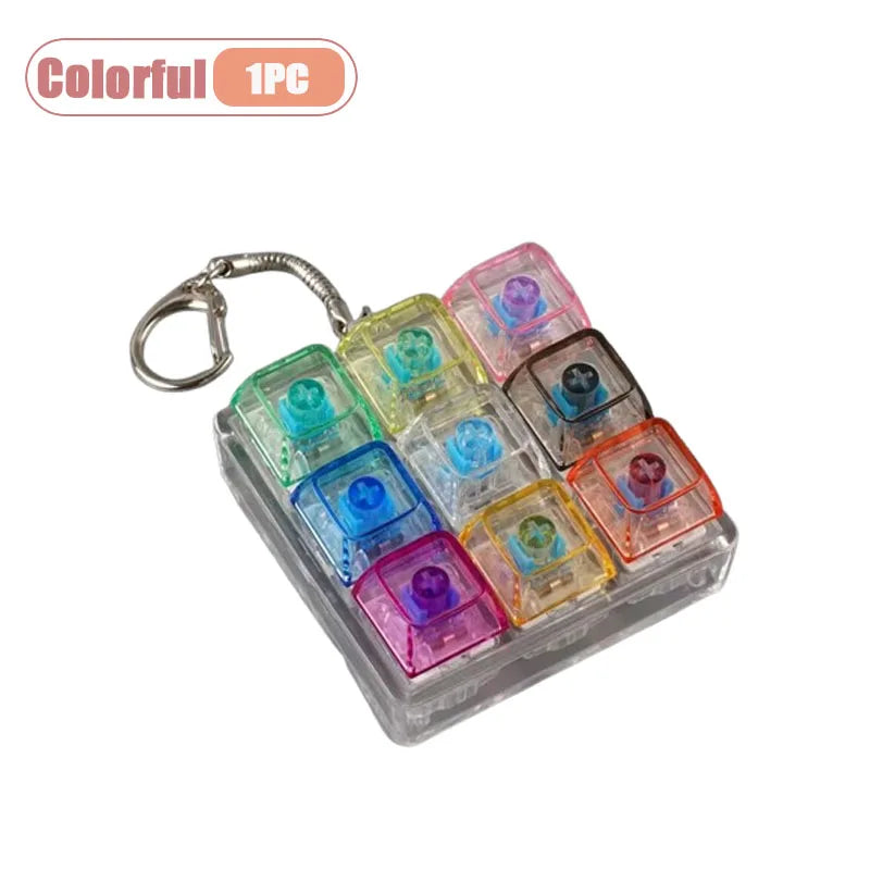 1-20PCS 9 Keys Mechanical Switch Tester Keychain Fidget Clicky Stress Relief for Keyboard Enthusiast Gamer Desk Decor Oasis Select Colorful-1PC