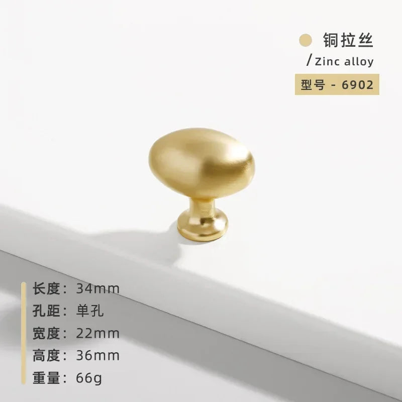 Minimalist Cabinet Door Knobs and Handles Pigeon Egg Oval Drawerknobs Wardrobe Handles for Furniture Oasis Select L-copper 34MM