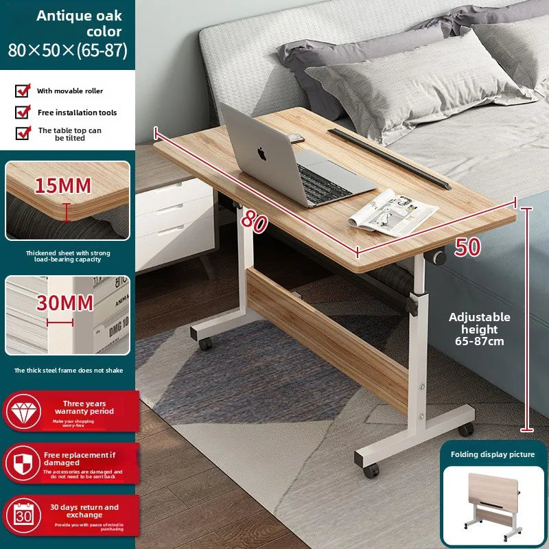 Folding table mobile small table bedside foldable lift coffee table standing with gurney bedside laptop desk Durable Oasis Select 804 Ancient Oak