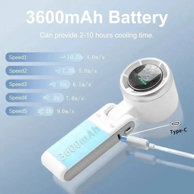 Hand-held Folding High-speed Turbo Fan 2026 New Portable Hanging Neck Outdoor Violence Wind Desktop Fan Pocket Fans Oasis Select
